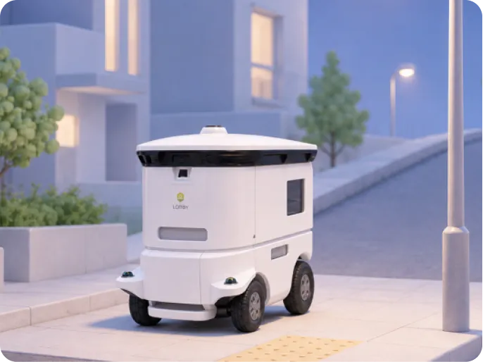 街中を走行するLOMBYの配送ロボット LM-A