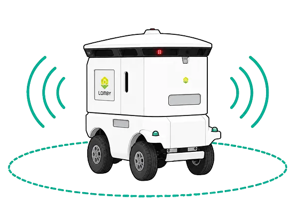 街中を走行するLOMBYの配送ロボット LM-A