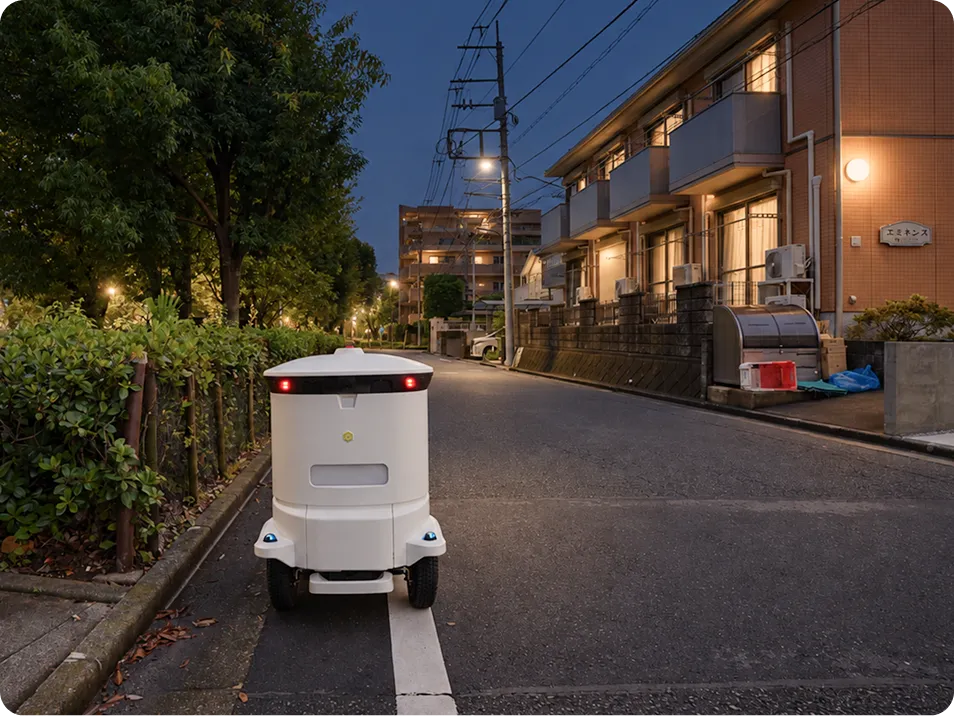 街中を走行するLOMBYの配送ロボット LM-A
