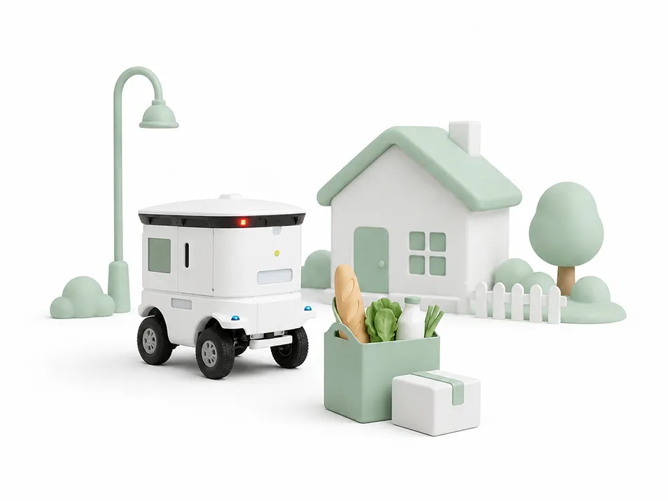 住宅街で荷物を運ぶLOMBY